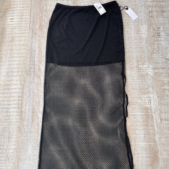 ASTR the Label Mimi Sparkly Mesh Midi Skirt Elegant Black Large NWT - Picture 1 of 6